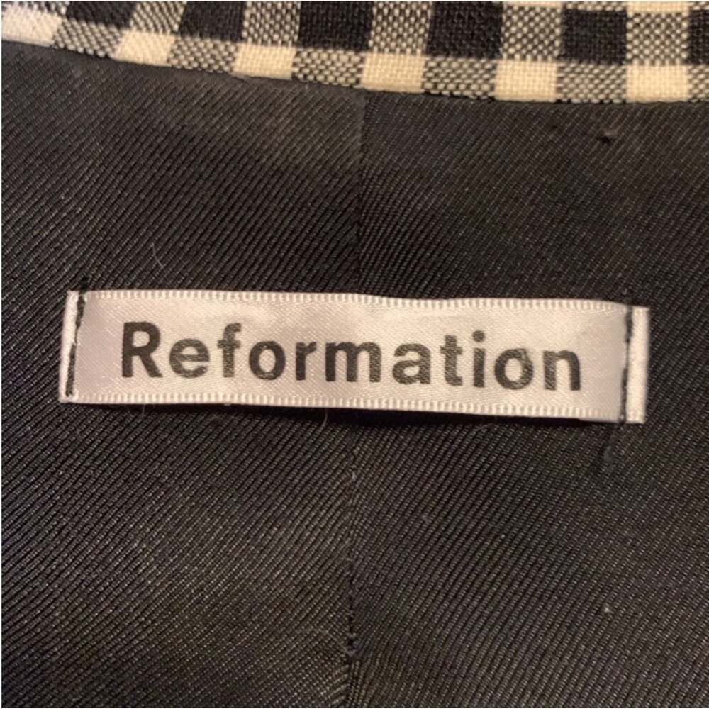 Reformation Rae black checkered / gingham print blazer jacket Size XS - Picture 13 of 15
